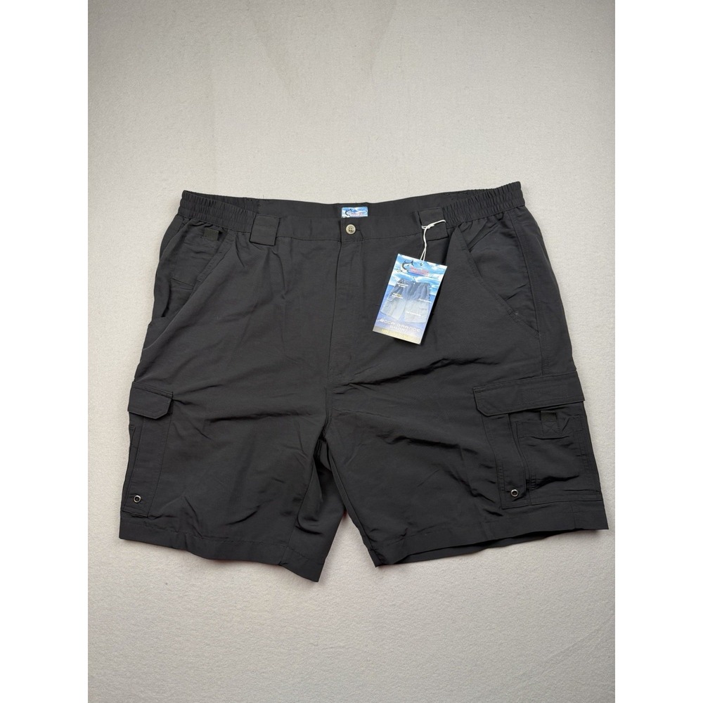World Wide Sportsman Shorts Mens 46 Black Boca Grande Cargo Fishing Nylon NWT
